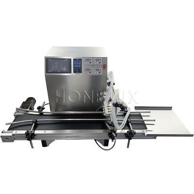 Máy đổ chất lỏng nhỏ 4 đầu Điện với dây chuyền vận chuyển