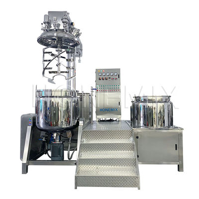 Máy trộn kem homogenizer chân không cố định Máy trộn hai xoắn ốc nâng thủy lực