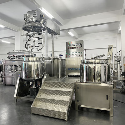 Máy trộn kem homogenizer chân không cố định Máy trộn hai xoắn ốc nâng thủy lực