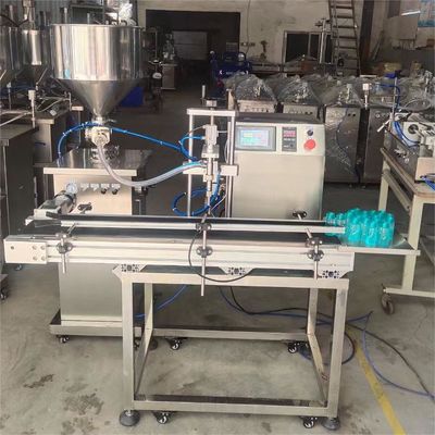 Máy nạp chai dầu gội theo chiều dọc bán tự động với máy vận chuyển