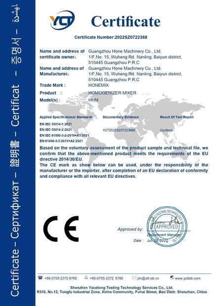 Trung Quốc Guangzhou Hone Machinery Co., Ltd. Chứng chỉ