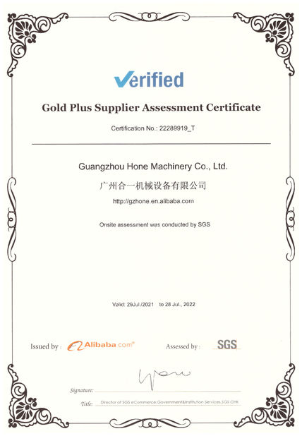 Trung Quốc Guangzhou Hone Machinery Co., Ltd. Chứng chỉ